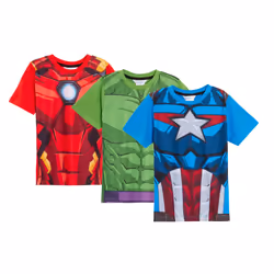 Boys 3 Pack Avengers T-Shirts Kids Captain America Hulk Iron man Dress Up Tops - 9-10 Years