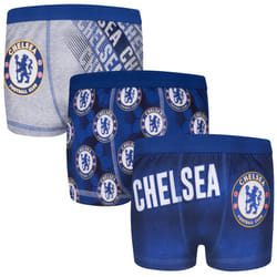 Chelsea FC Boys Boxer Shorts 3 Pack Crest Kids OFFICIAL Football Gift - Multi, 5-6 Years