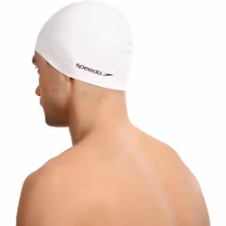 Unisex Flat Silicon Swim Cap | Hair Protect, White, One Size