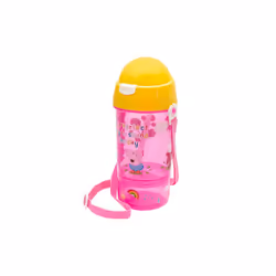 Peppa Pig Reusable Water Bottle with Screw on Snack Cup Base, Re-usable PP Plastic, Pink, 400ml