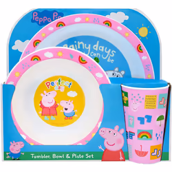 Peppa Pig Perfect Day Kids Tableware 3 Piece Reusable PP Plate, Bowl & Cup Children â Peppa, George Tumbler & Dinnerware Se ...