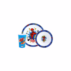 Marvel Spider-Man Kids Tableware Set â 3 Piece Reusable PP Plate, Bowl & Cup Set for Children â Superhero Dinnerware Tableware Set for Mealtimes