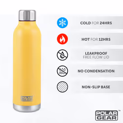 Stainless Steel Water Bottle - 500ml Vacuum Insulated Metal Water Bottle, Double Wall, Leakproof Drinks Bottle - 12H Hot, 24H Cold - Perfect for Work,