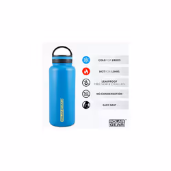 Hydra Surge Stainless Steel Reusable Water Bottle by Polar Gear - 1 Litre, Vacuum Insulated, Double Wall, Leakproof Flask - 2 Lids - 12H Hot, 24H Cold