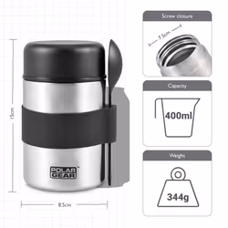 Insulated Food Flask â Triple Layer Stainless Steel Soup & Food Container With Spoon â Keep Meals & Drinks Hot for 6 Hours & Cold for 6 Hours â
