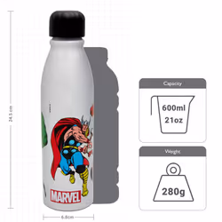 Comics Aluminum Water Bottle 600ml â Official Merchandise by Polar Gear, Kids Reusable Non Spill BPA Free Recyclable - Ideal For School Nursery