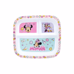 Minnie Mouse Childrens Divided Sections Dinner Plate, 3 Sections, Pink