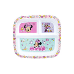 Minnie Mouse Childrens Divided Sections Dinner Plate, 3 Sections, Pink