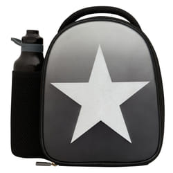 Silver Star Combo Insulated Lunch Bottle with Side Mesh Pocket, Handle Bottle-600D Reusable Food & Drink Thermal Cool Bag for School Nursery Snacks