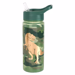 Dino Camo Water Bottle with Flip up Straw 500ml âOfficial Merchandise Kids Reusable Non Spill BPA Free - Recyclable Plastic ...