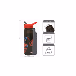 Avengers Water Bottle Flip Up Straw 600ml â Official Disney Merchandise by Polar Gear Reusable Non Spill - BPA Free - Recyclable Plastic - Ideal For