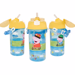 Snack & Sip Water Bottle & Snack Pot â Reusable Kids 400ml PP Canteen with Straw â Official Merchandise by Polar Gear â ...