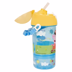 Snack & Sip Water Bottle & Snack Pot â Reusable Kids 400ml PP Canteen with Straw â Official Merchandise by Polar Gear â BPA Free & Recyclable -