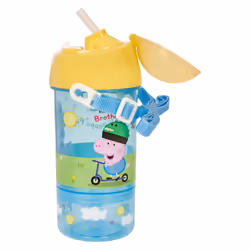 Snack & Sip Water Bottle & Snack Pot â Reusable Kids 400ml PP Canteen with Straw â Official Merchandise by Polar Gear â BPA Free & Recyclable -