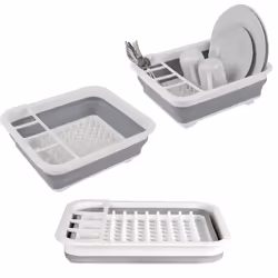 LA031051 Collapsible Dish Drainer - Plastic Sink Drying Rack With Cutlery Divider, Foldable For Compact Storage, Durable For ...