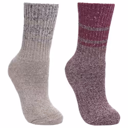 Trespass Womens Anti Blister Walking Socks 2 Pack - 3/6, Grape Wine/Oatmeal