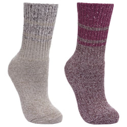 Trespass Womens Anti Blister Walking Socks 2 Pack - 6/9, Grape Wine/Oatmeal