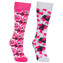 Trespass Girls Ski Tube Socks 2 Pair Pack Rockies - 12/3, Platinum / Pink Lady