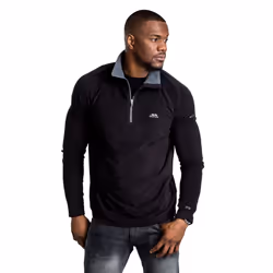 Trespass Mens Fleece Jumper 1/2 Zip Blackford - XL, Black