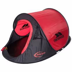 Trespass Waterproof 2 Man Pop Up Tent Swift2 - One Size, Red