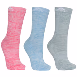 Trespass Womens Socks Mid Length 3 Pack Helvellyn - 3/6, Rose Melange / Blue Melange / Sage Melange