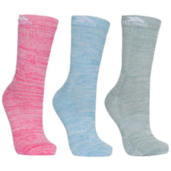 Trespass Womens Socks Mid Length 3 Pack Helvellyn - 6/9, Rose Melange / Blue Melange / Sage Melange