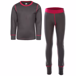 Trespass Bamba Kids Thermal Base Layer Set - 11-12 Years, Dark Grey Cassis
