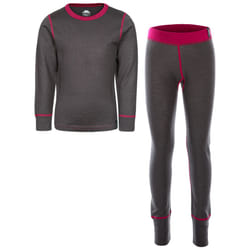 Trespass Bamba Kids Thermal Base Layer Set - 9-10 Years, Dark Grey Cassis