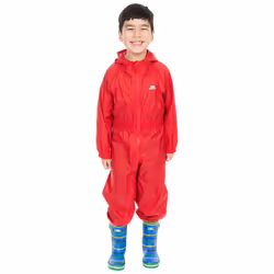 Trespass Kids Rainsuit Waterproof Button - 5-6 Years, Red