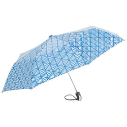 Trespass Compact Tri Fold Automatic Umbrella - EACH, Blue Chevron Print