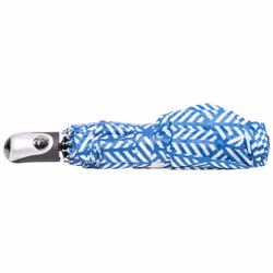 Trespass Compact Tri Fold Automatic Umbrella - EACH, Blue Chevron Print