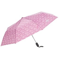 Trespass Compact Tri Fold Automatic Umbrella - EACH, Mauve Plant Print
