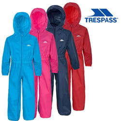 Trespass Kids Rainsuit Waterproof Button - 3-4 Years, Dark Grey