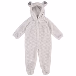 Trespass Babies Playsuit Hooded with Ears Loveable - 9-12 Months, Pale Grey