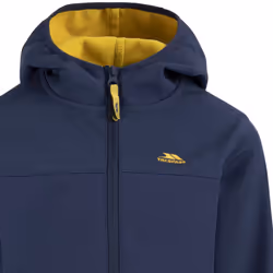 Trespass Kids Faster Hooded Outdoor Walking Softshell Jacket - Navy/Sulphur - 5-6 Yrs, Navy/Sulphur