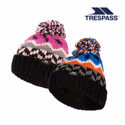 Trespass Kids Pom Pom Hat Fleece Lined Twiglet - 5/7, Misty Rose / Bondi Blue