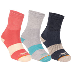 Trespass Womens 5 Pack Walking Socks - Wendall - 6/9, Indigo Tone / Heather Grey / Pink Haze