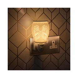 White Satin Angel Wing Electric Plug-In LED Aroma Lamp Wax Oil Warmer UK