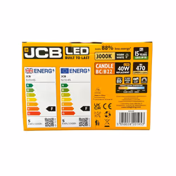 JCB 4.9w B22 candle 4 pack x2