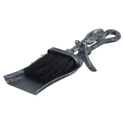 Brushed Steel Crook Top Hearth Tidy Set Fireside Tools