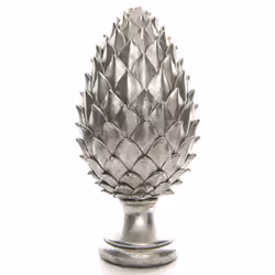Tall Large Silver Pinecone Finial