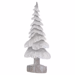 Carved Wood Effect Grey Small Snowy Tree