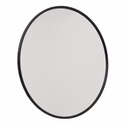 Black Large Circular Metal Wall Mirror