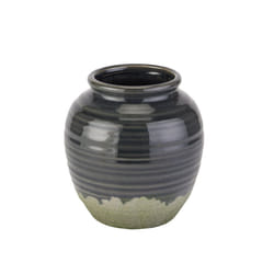 Seville Collection Squat Vase - Ceramic - L18 x W18 x H17 cm - Navy