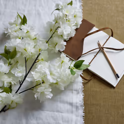 Large White Full Cherry Blossom Stem