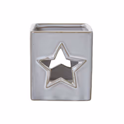 White Ceramic Star Cut-Out Square Tealight Holder