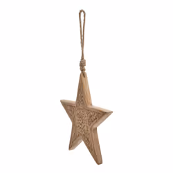 Natural Wooden Patterned Hanging Star