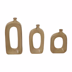 Sabbia Collection Large Hollow Vase - Ceramic - L8 x W19 x H43 cm - Brown
