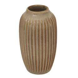 Sabbia Collection Ribbed Vase - Ceramic - L18 x W18 x H30 cm - Brown