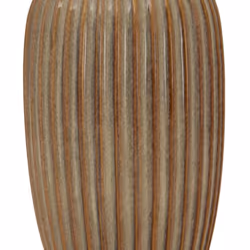 Sabbia Collection Ribbed Vase - Ceramic - L18 x W18 x H30 cm - Brown